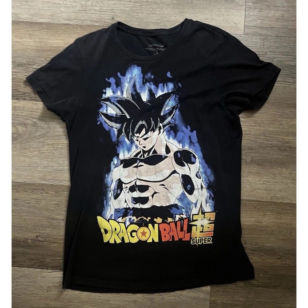 Anime y2k Dragon Ball Super Goku Black Graphic Print Tagless Crew Neck Tee M